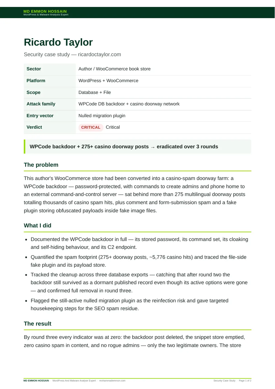 Ricardo Taylor — website screenshot